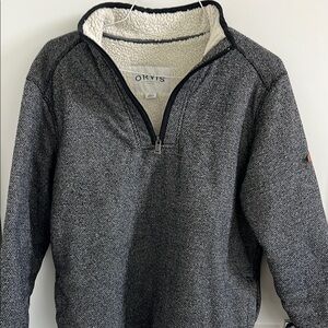 Orvis Gray Zip Up Sweater with Soft Fleece Texture
